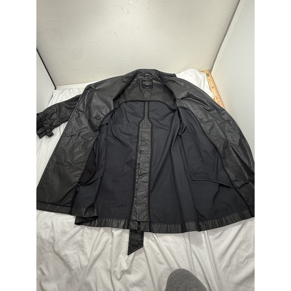 AllSaints Women's Black Waxed Hendry Trench Coat Relaxed Belted Sz 6 - Picture 3 of 6